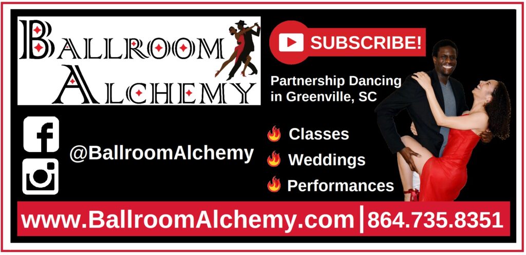 Contact Logo Dancers Ballroom Alchemy website phone social media Partnership dancing in Greenville SC 